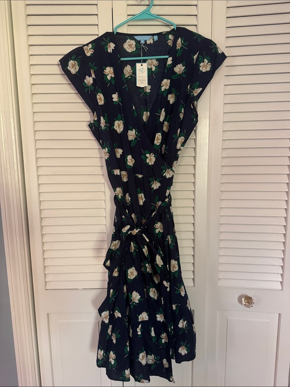 Navy Draper James Floral Wrap Dress